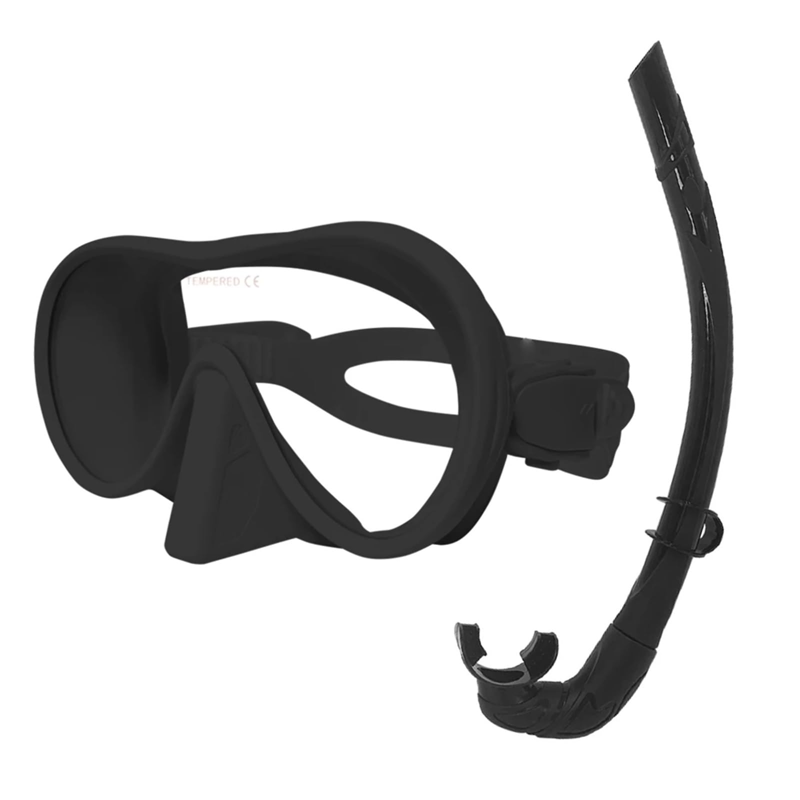 Buceo Espejo Facial antivaho para esnórquel de 180°, máscara de Buceo en Aguas Profundas, Gafas de Buceo con Tubo respiratorio máscaras de Buceo(Black)