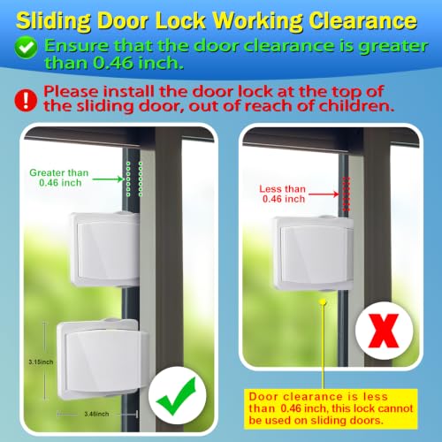 Image of Sliding Door Lock, 2 Pack Child Safety Sliding Glass Door Lock for Sliding Glass Doors, Sliding Windows, Sliding Closet, etc. Easy to Installation Provides More Security for Your Baby and Pets