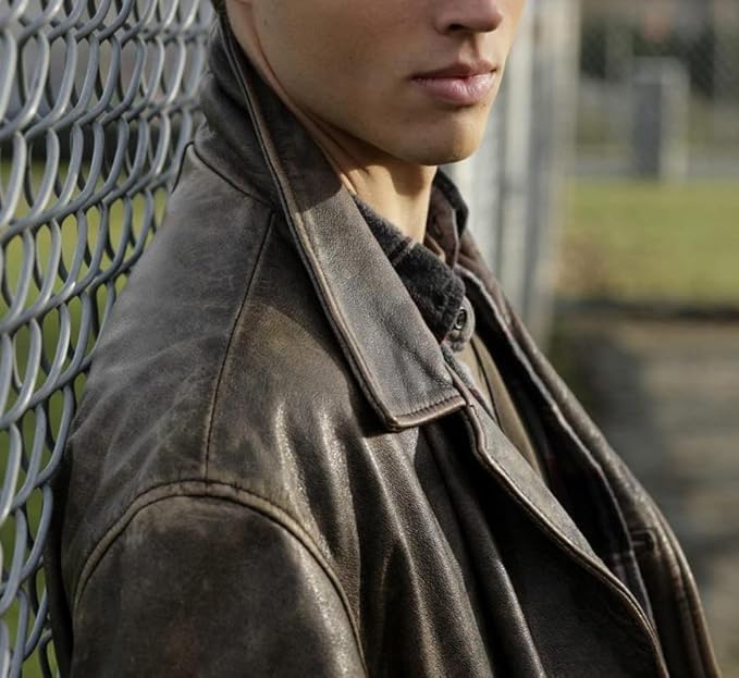 Men's Super Dean Winchester Vintage Sheep Leather Jacket - Jensen Ackles Natural Genuine Leather Jackets For Men3