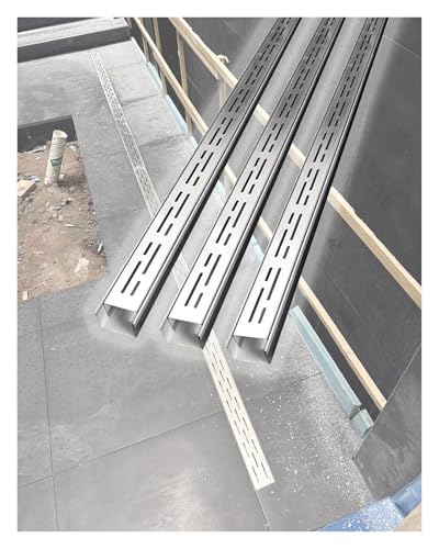 Canale di drenaggio in cemento, confezione da 3, canale di drenaggio in acciaio inox argentato per doccia, giardino, patio, cortile, scarico lineare, grondaia stretta per esterni (15 x 4 cm, 5,9 x 1,6