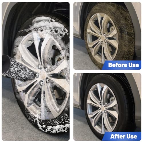 Image of Microfibre Wheel Brush and Tyre Brush - Scratch-Free Gentle Cleaning for All Rims - Ideal for High-Quality Rims - Microfibre Wheel Brush Alloy Wheels, Car Rims Brush