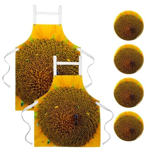 Tablier de cuisine anti-taches pour pâtisserie et bistrot avec broches abeille