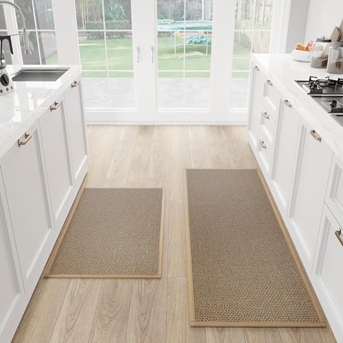 Comparison: Best Runners For Kitchen 3 SUMLANS Kitchen Mat Set of 2 PCS, Cushioned Non Slip Rugs for Kitchen Floor, Absorbent Runner Comfort Standing Mats Washable for Kitchen, Office, Home (Brown, 17.3"x47"+17.3"x30")