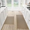 Kitchen Mat Set of 2 PCS, Cushioned Non Slip Rugs for Kitchen Floor, Absorbent Runner Comfort Standing Mats Washable for Kitchen, Office, Home (Brown, 17.3″x47″+17.3″x30″)