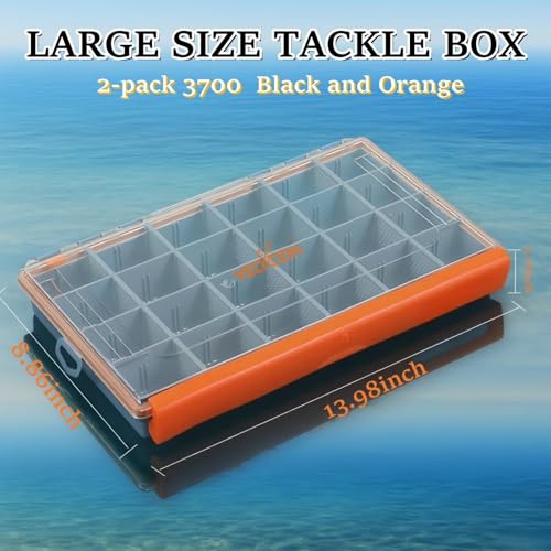 Image of Fishing Tackle Box,2pack 3700 Waterproof Tackle Tray With 20 Removable Dividers,Clear Lure Organizer For Swimbaits,Hooks And Terminal Tackle Storage