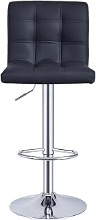 Panana Barstool PU Leather Swivel Bar Chairs without Arms for Breakfast Bar, Counter, Kitchen and Home Bar Stool (Black, Single Stool)