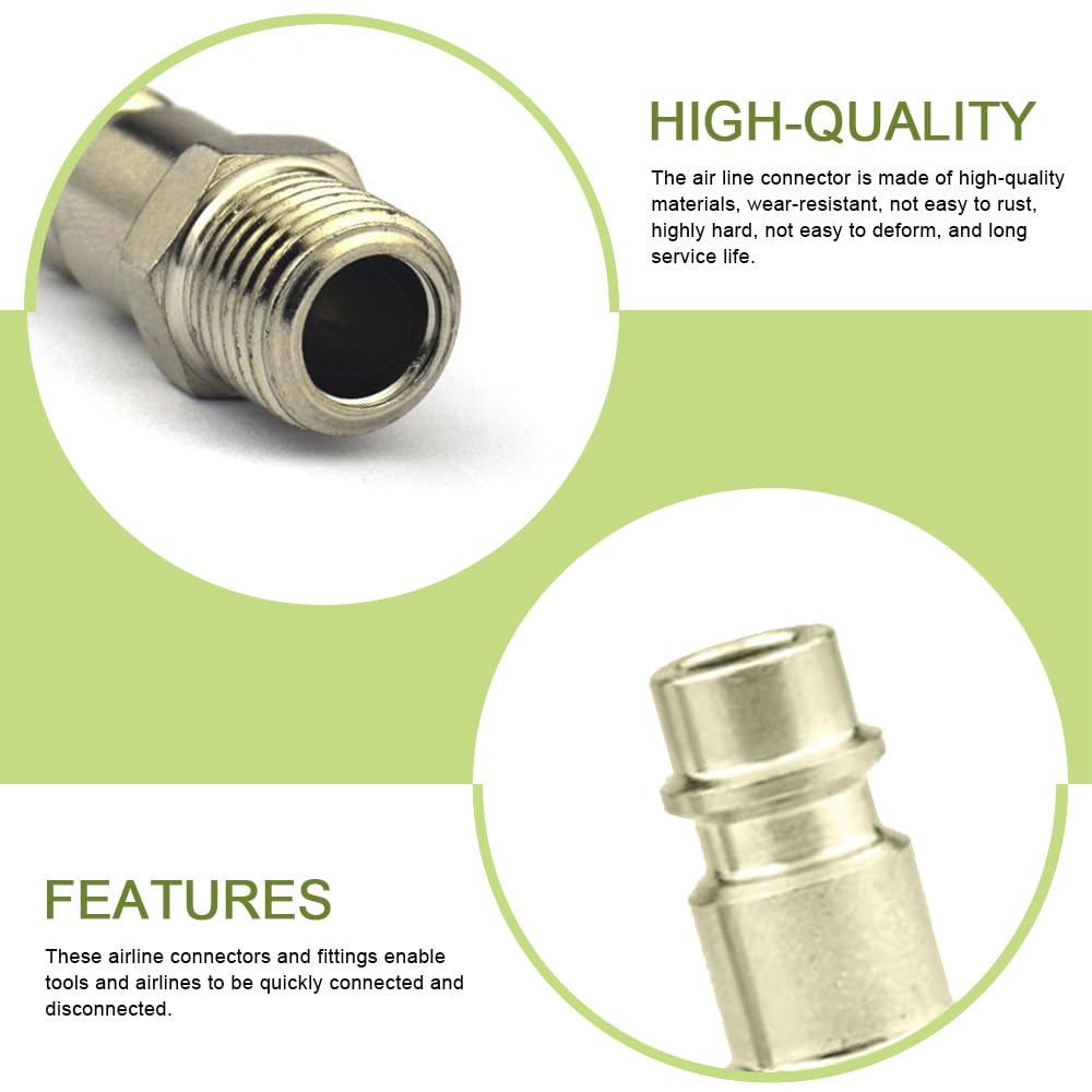 10 Pcs Air Line Connectors 1/4" BSP Hose Fittings Euro Air Fittings for Most Air Line, Silver, 9.8mm, 13mm - Image 3