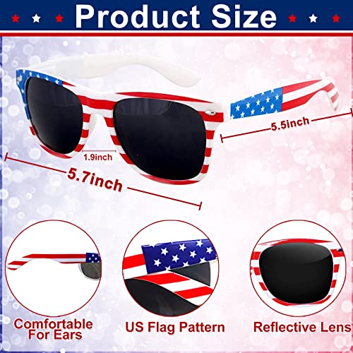 TURNMEON 20 Pairs American Flag Sunglasses UV400 4th of July Accessories USA Flag Patriotic Sunglasses Eyewear Fourth July Women Men Teens Red White Blue Party Favors Independence Day Memorial Day3