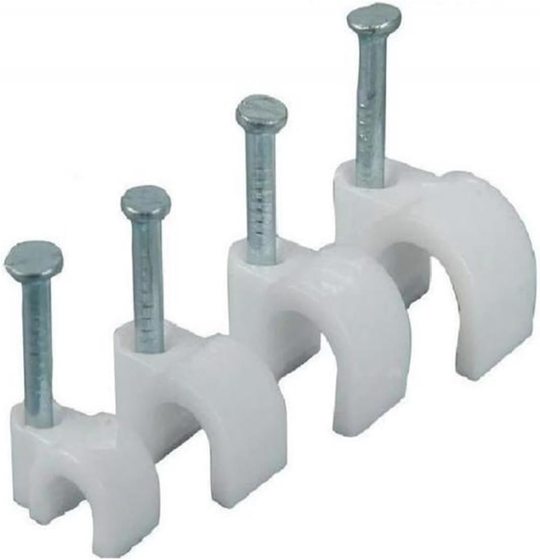 Cable tidy Cable Nail Clips，Wire Tidy Clips, 100pcs Wall Mount Cable Wire Clips 4/5/6/8/9/10/12mm Cable Management Electrical Wire Cord Tie Holder Circle Cable Clips(Internal Width 5mm)(Internal Width