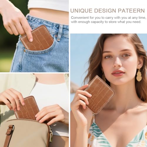 Image of Crocodile Wallets Women Small RFID Blocking Credit Card Holder | Luxury Alligator Faux Leather Thin Bifold Croc Womens Wallet Ladies Mini Purse with Coin Pocket, Brown