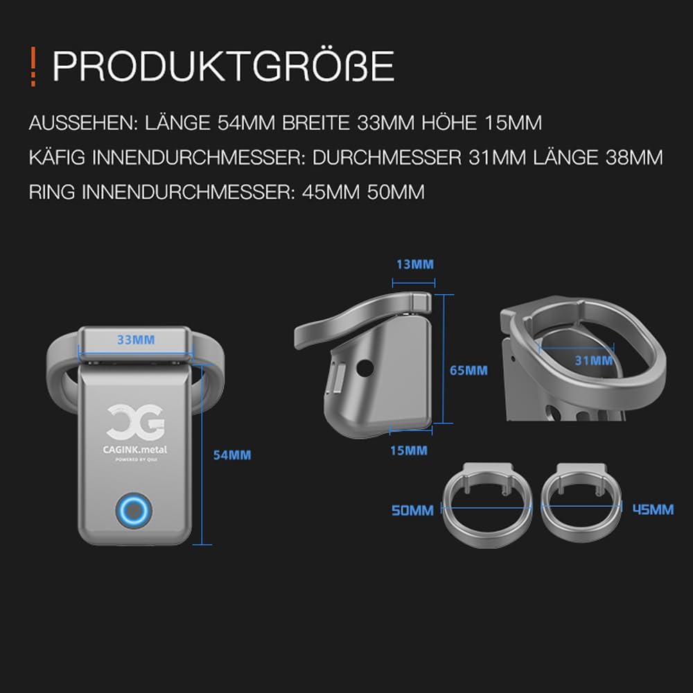 Kuaecr Peniskäfig APP Elektrischer Schock Chastity Cage für Male Mit 2 Penisringe Metall Keuschheitskäfig Peniskäfig Sexspielzeug SM Fetisch Extrem Penis Bondage Unterstützt Bluetooth-Timer-Sperre