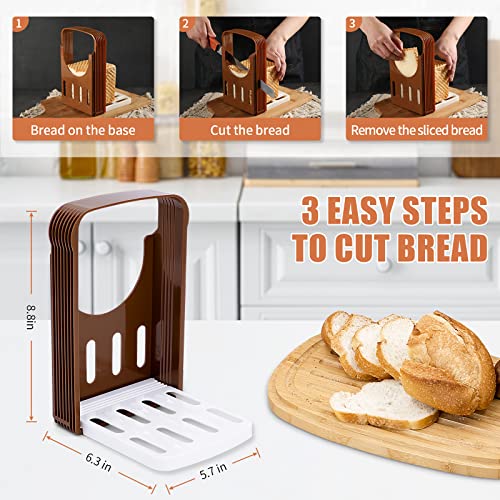 Triiter Bread Box With Bamboo Wood Cutting Board Lid & Bread Slicer Holder, Oval Cream Color Bread Container For Kitchen Countertop, 13.8 X 7.9 X 5.7In, Bread Storage Container #TOP2