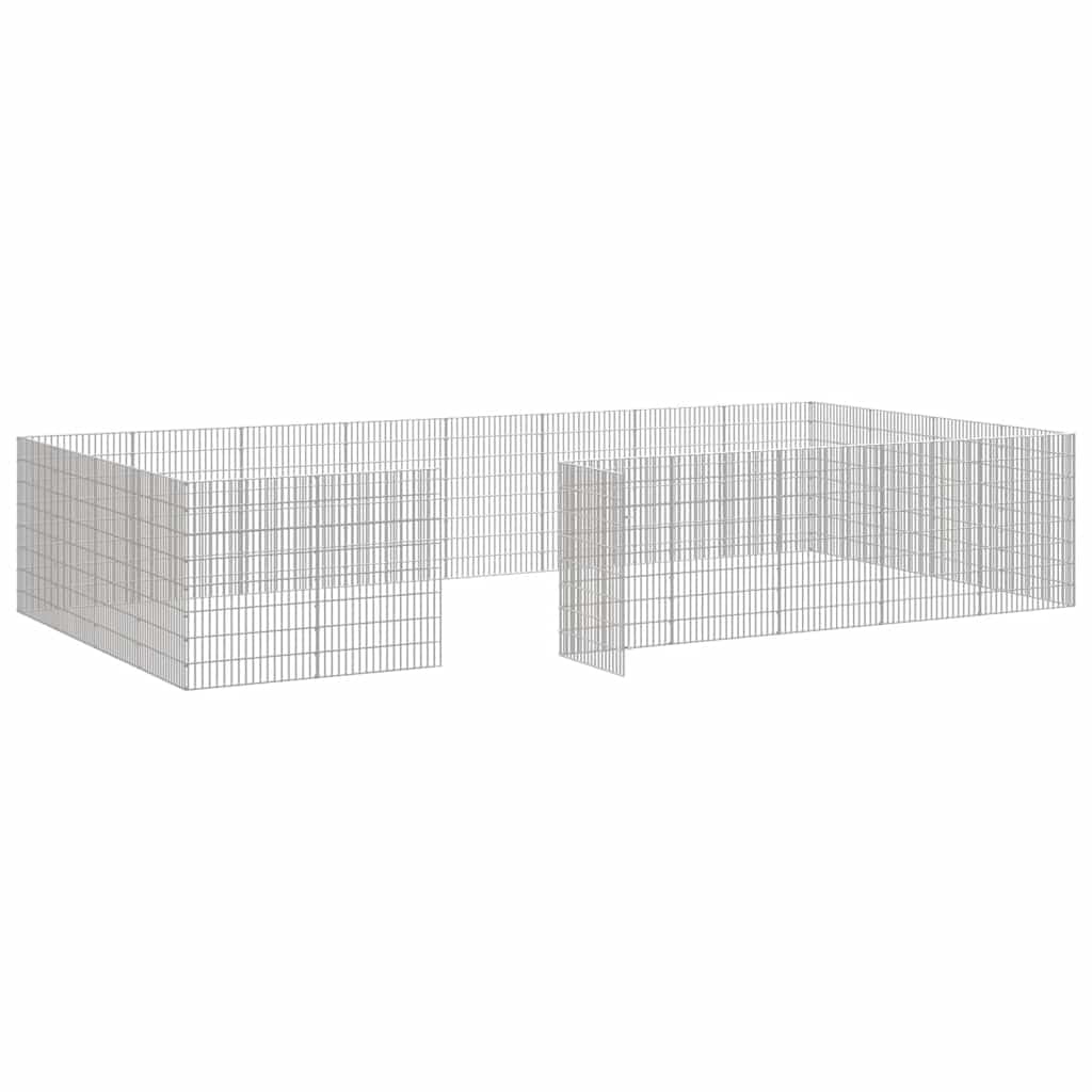 vidaXL Recinto per Animali Ruspante 24 Pannelli 54x80 cm Ferro Zincato, recinto per Conigli, Box per Animali Domestici, Recinzione per Conigli