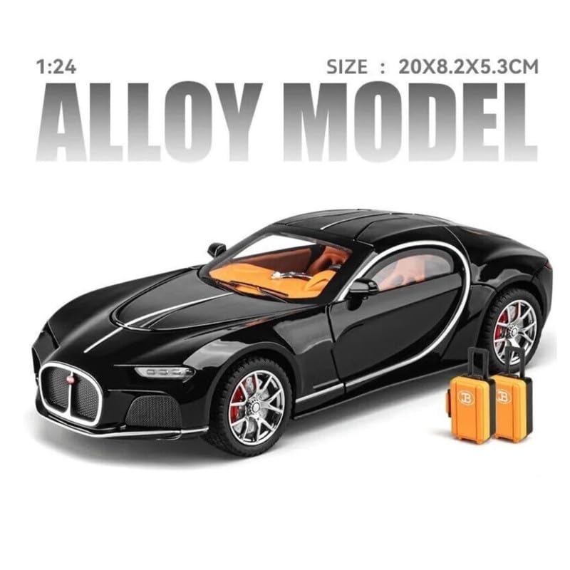 Image of Kids Model 1:24 Bugatti Atlantic Die Cast Metal Car Pull Back Action Opening Doors with Realistic Engine Sound Lights Toy Car Gift for Boys - Multi