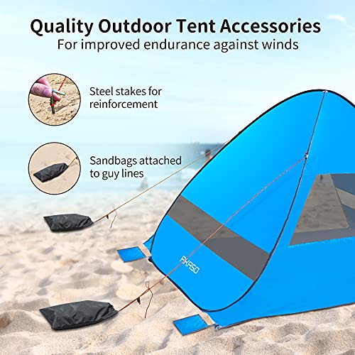 Image of AKASO Beach Tent, Anti UV Pop Up Camping Tent, Ultralight Easy Set Up Small Tents with Carry Bag for 4 Person Hiking Glamping Beach Outdoor
