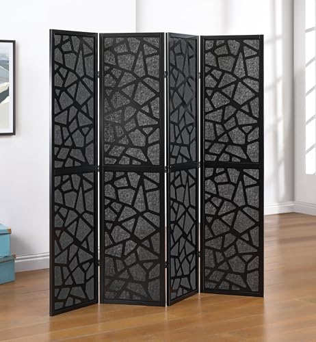 Roundhill Furniture Aurra 4-Panel Wood Room Divider, Folding Portable Partition