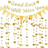 We Will Miss You Banner - Gold Going Away Party Decorations Good Luck Banner Pennant Garland for Graduation Farewell Retirement Goodbye Coworker Leaving Party Decoration Supplies