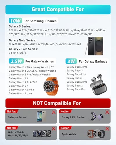 Image of Wireless Charger for Samsung: 3 in 1 Wireless Charging Station for Samsung Galaxy Watch 8 7 6 5 4 3 Pro Classic Galaxy Buds - Charger Dock Stand for S26 S25 S24 Ultra S23 S22 S21 Note Z Fold Android
