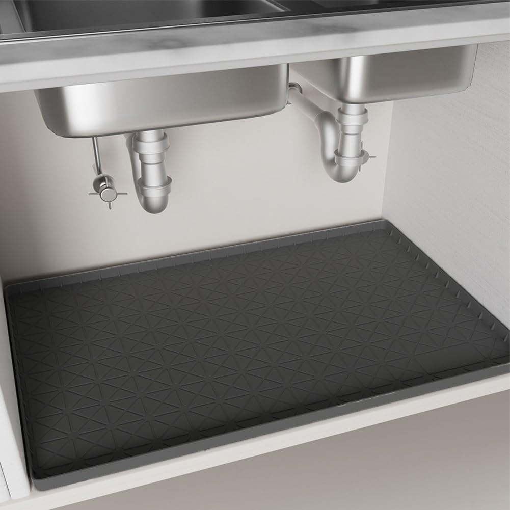 Unterbeckenmatte, wasserdichte Silikon-Schrankauskleidung, mit rutschfester Unterseite, Schutzmatten für Küchen oder Garagen (86 x 56 x 2,5 cm)