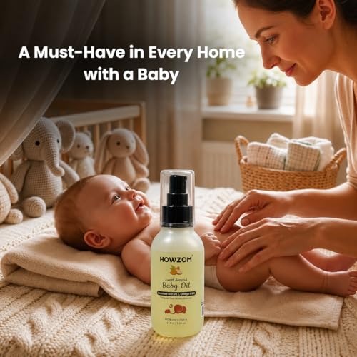 Image of Pure Sweet Almond Oil for Baby Body Massage Oil Enriched with Vitamin E & Omega-3 | Cold Pressed Badam Oil for Newborn Skin & Hair Nourishment | 100ml