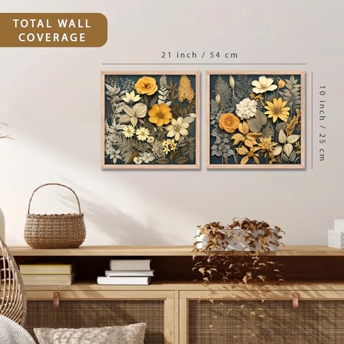Image of kotart Painting for Wall Decoration - Pack of 2- Floral Painting for Living Room Bedroom Office Room Decor - Premium Digital Paintings with Frame for Home Decoration (A)