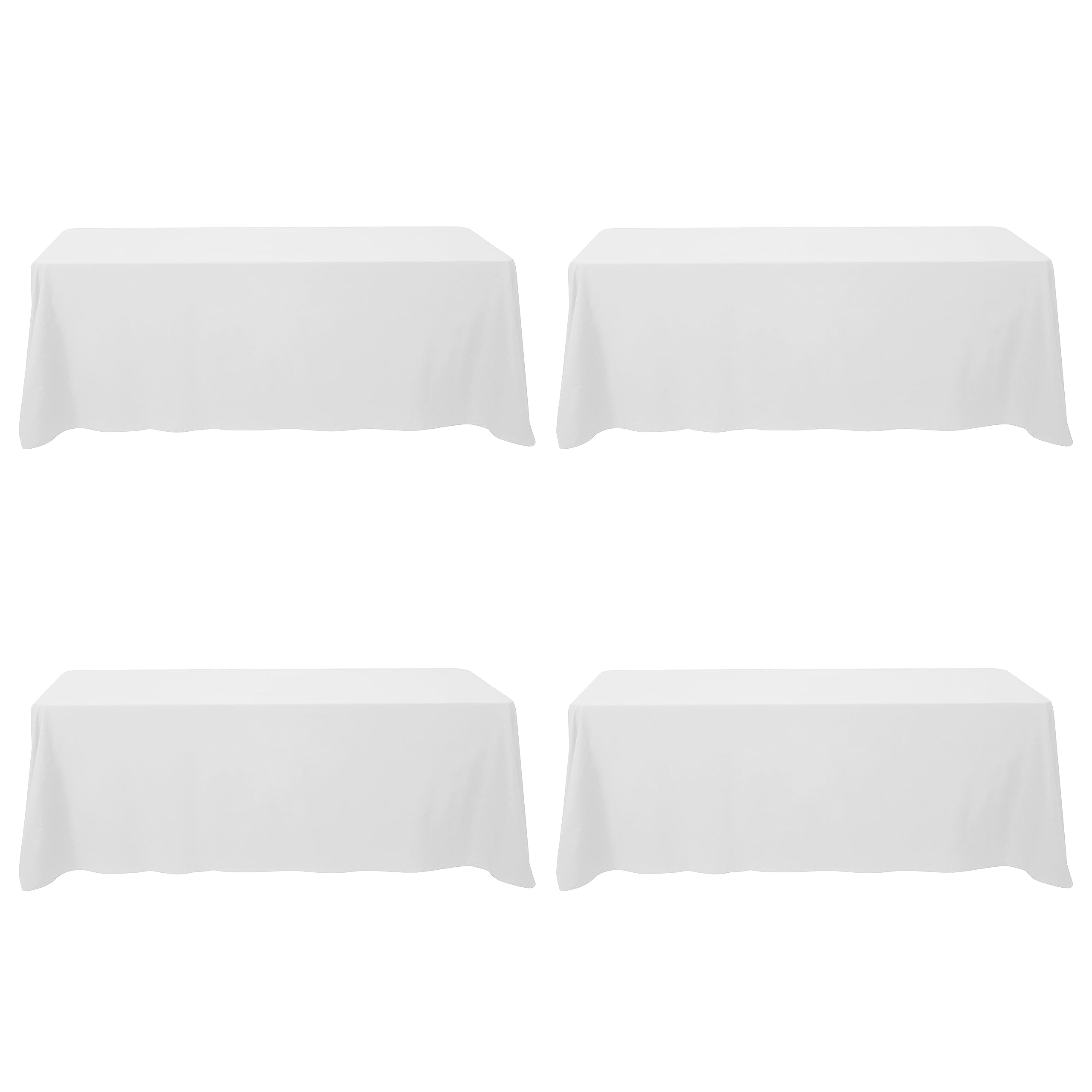 4 Pack White Tablecloths for 8 Foot Rectangle Tables 90 x 156 Inch - 8ft Rectangular Bulk Linen Polyester Fabric Washable Long Table Clothes for Wedding Reception Banquet Birthday Party Buffet