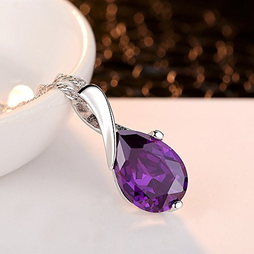 Collier pendentif améthyste de qualité supérieure taillée en forme de goutte