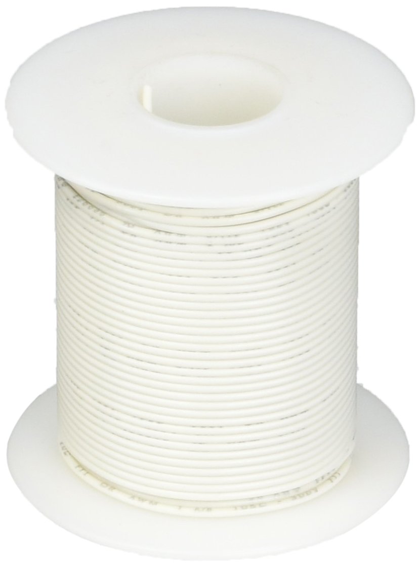 Remington Industries 26UL1007SLDWHI UL1007 26 AWG Gauge Solid Hook-Up Wire, 300V, 0.0190 Diameter, 100' Length, White