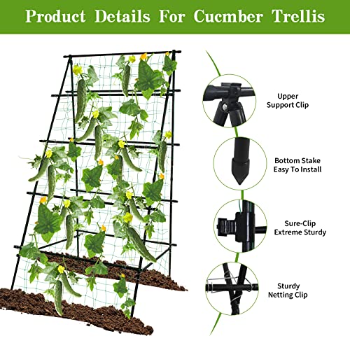 Scendor Cucumber Trellis 69.8" H X 36" W, A Frame Garden Trellis For Raised Bed Climbing Plants Metal+Pe Coated Grow Support For Vines, Vegetables #TOP2