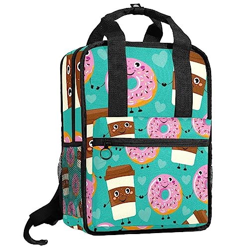Sac à dos pour garçon bleu motif beignet avec bretelles réglables 35.5x26x12 cm