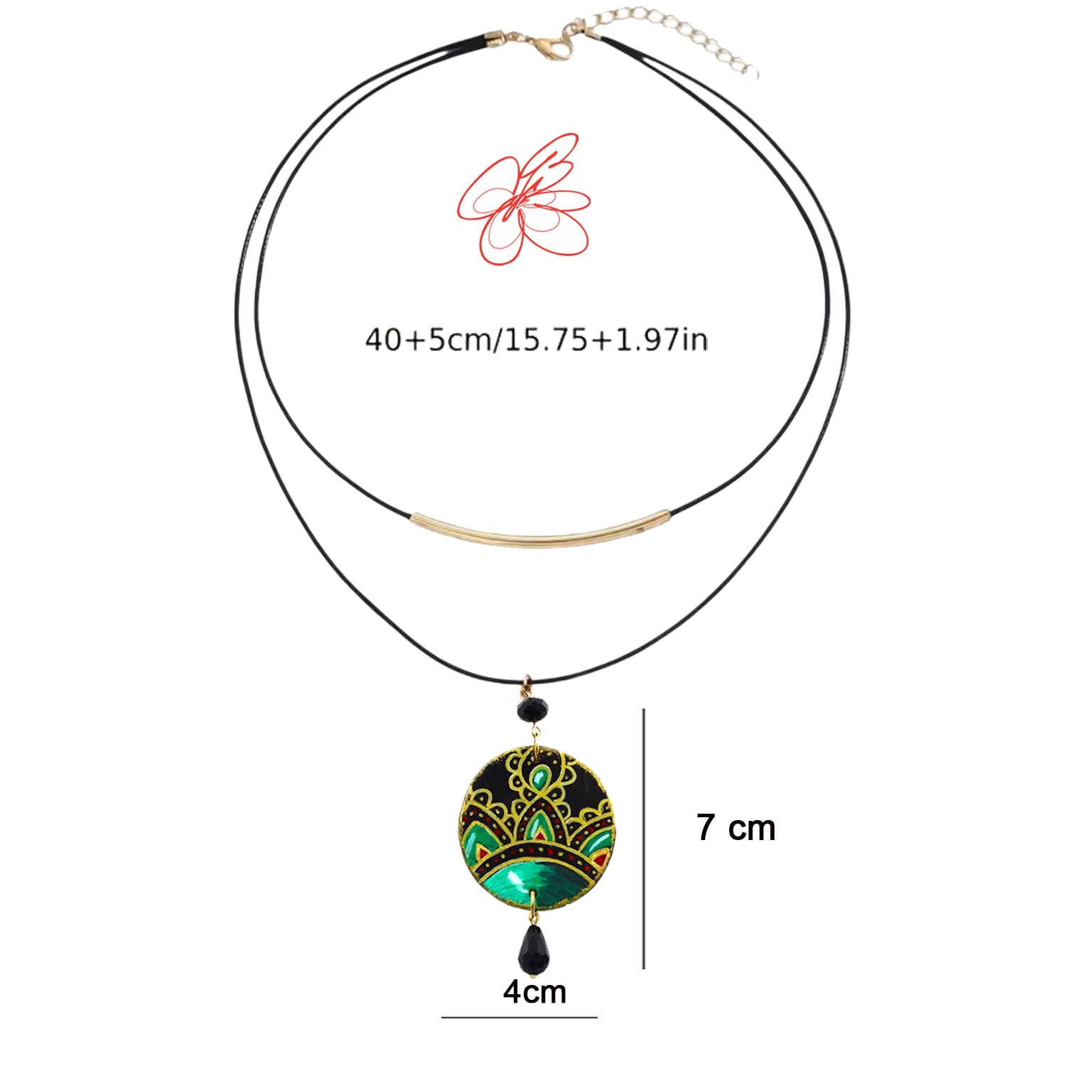 Collar con colgante Decoración cerámica de Vietri – Collar con colgante de madera pintado a mano, medallón artesanal, joya elegante, idea de regalo para mujer, Made in Italy, homenaje a Vietri