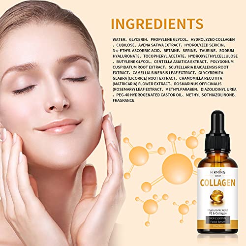 Collagen Serum For Skin Tightening Anti Aging Peptide Complex Collagen Facial Serum Hydrating Collagen Serum For Face Wrinkle Serum For Skin Tightening Brightening Reduce Fine Lines Wrinkle-1 Floz #TOP5