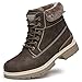 ANJOUFEMME Women Hiking Snow Winter Boots - Outdoor Waterproof Lightweight Boots for Women, Round Toe Work Boots Comfortable and Warm FNW19-BROWN-8.5