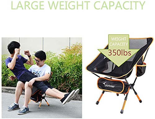 Sportneer Portable Lightweight Foldable Camping Chair Up to 150 kg for Backpacking/Hiking/Picnic/Fishing, orange, medium - Image 5