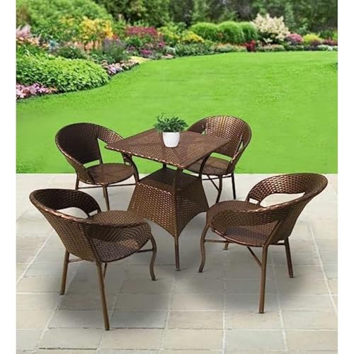 Image of Furniture |D-12 Patio|Indoor| Outdoor| Living Room | Balcony |(4 Chair + 1 Table)|Furniture Set |Coffee Chair Set |Powder Coated| Brown