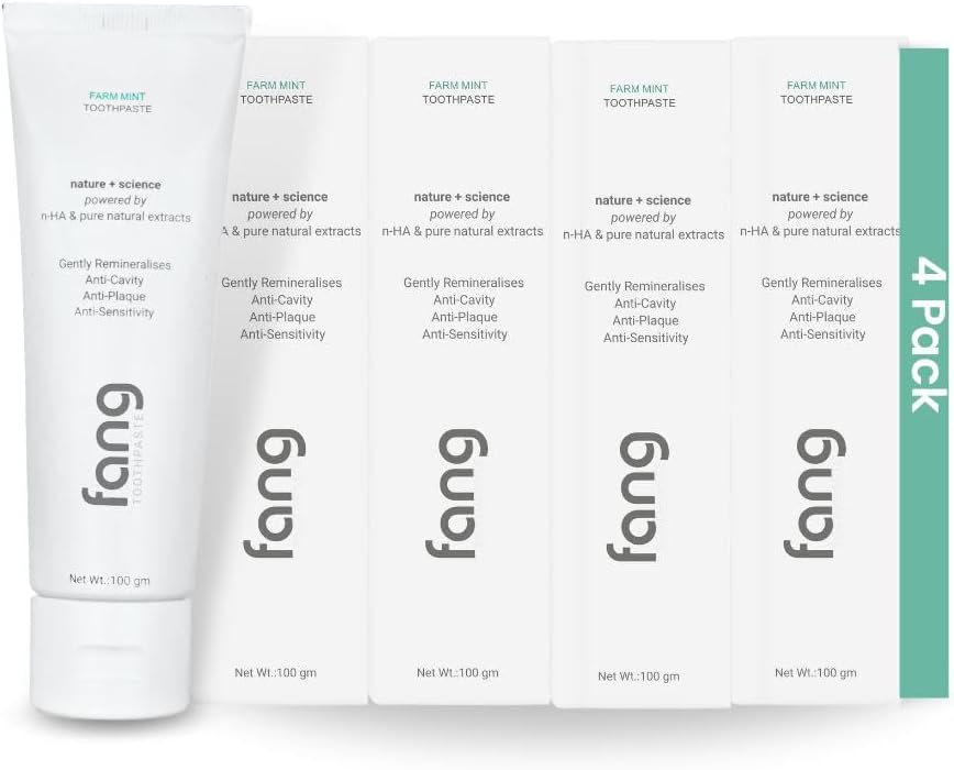 Farm Mint Natural Toothpaste|Fluoride Free Hydroxyapatite|Whitening|Heals Sensitive Teeth|Fights Cavities,Gum Diseases And Bad Breath|SLS & Chemical Free|Organic,Vegan|4X120G (Pack Of 4)