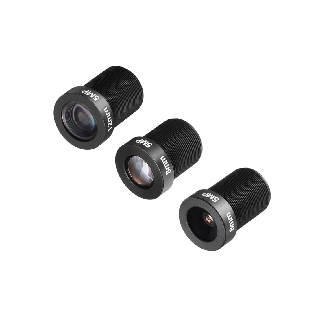 QUARKZMAN CCTV Objectif 6mm/8mm/12mm 5MP F2.0 FPV Grand Angle pour CCD Caméra, 3 Paquet