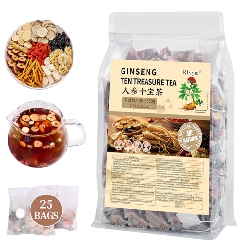25Pcs Ginseng Ten Treasures Tea, Chinese Traditional Kidney Care Herbal