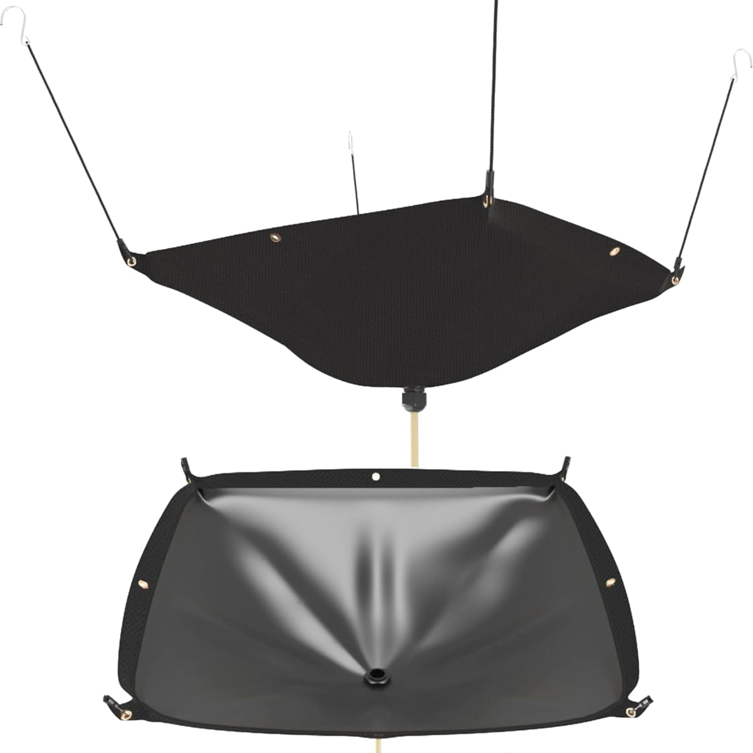 MOOFI Roof Leak Diverter Tarp with 10ft Drain Hose – 420D Oxford Fabric Ceiling Leak Catcher & Rainwater Collector, 10ft x 10ft Emergency Roof Leaks, Warehouse, Shop, Garage, Office, Outdoor - Black