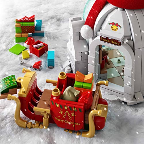 Weihnachtsserie Schneemannhaus Bausteine Modell,Kreative Weihnachtsdeko Drehbare Spielzeug,573 Teile Klemmbausteine DIY… – Bild 5