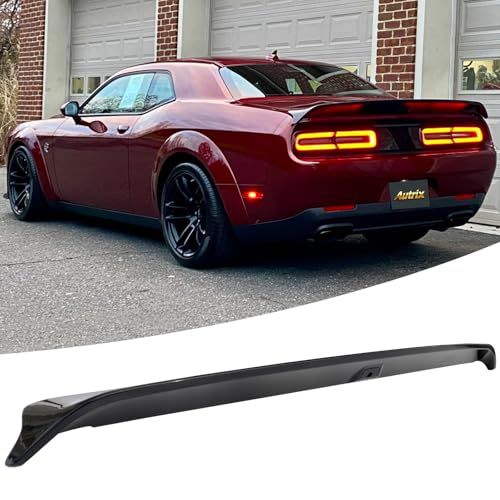 Rear Trunk Spoiler for 2008–2024 Dodge Challenger RT/SXT/SRT/Widebody/Scat Pack/Base/T/A with Backup Camera Hole Hellcat Redeye Style, Challenger Rear Spoiler ABS Gloss Black