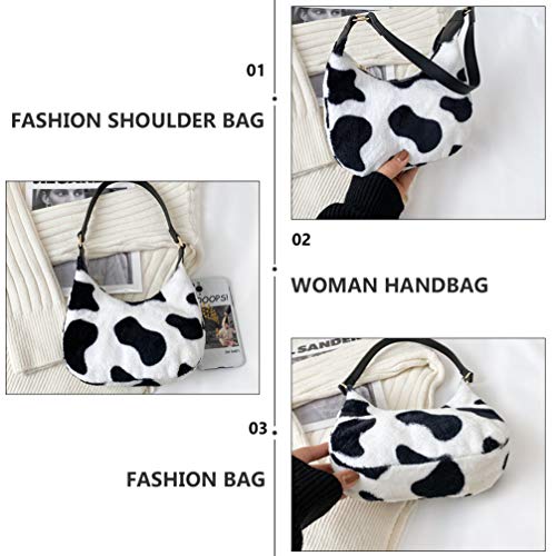 SOIMISS Moda Adorável Vaca Estampada Axila Bolsa de Pelúcia Fofo Moderno Bolsa de Ombro Crossbody Bo