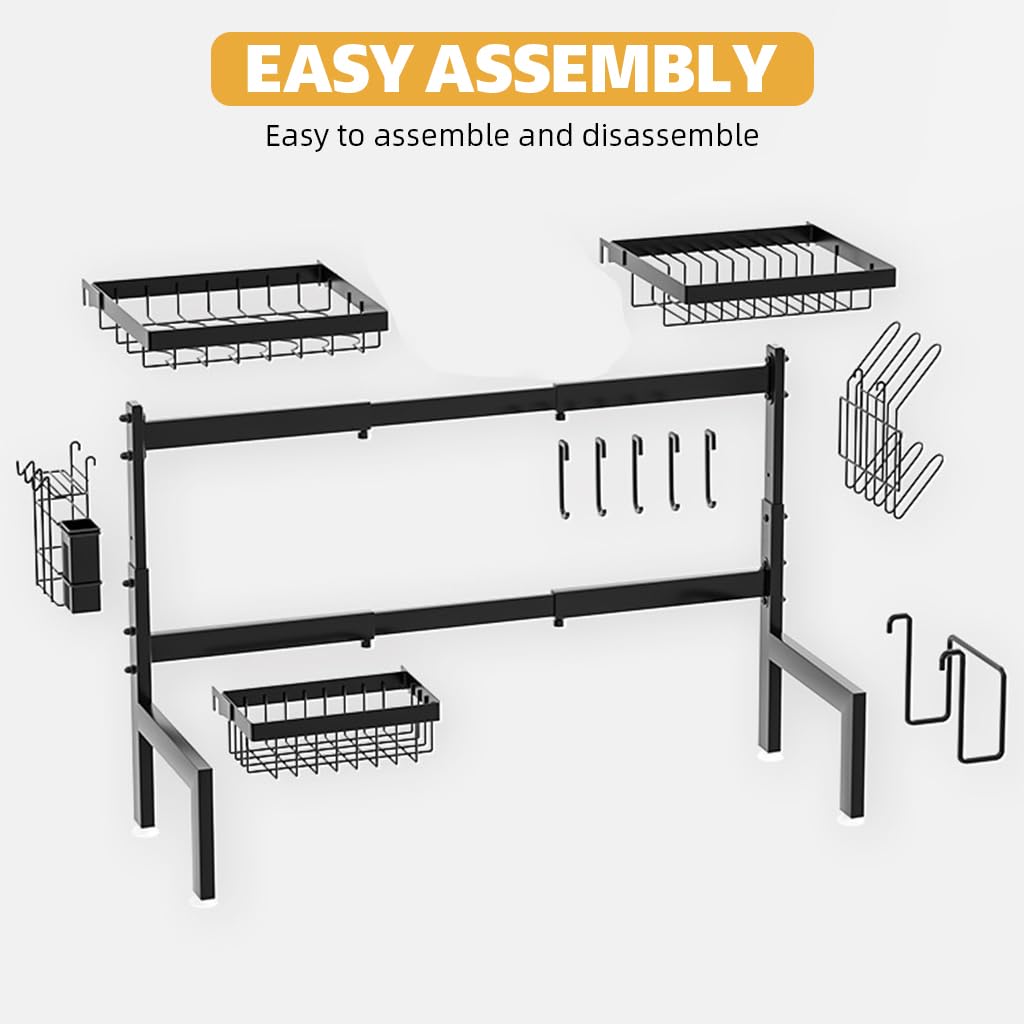 HASTHIP Cotton Kitchen Sink Organizer Multifunctional Over-the-Sink Storage Rack Expandable Dry Rack for Dishes Cups Cutting Board Utensil Stand, Free Standing, Wire, Hanging, Flat - Image 6 thumbnail