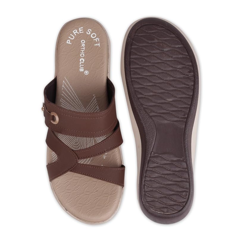 Image of ORTHO CLUB Women Orthopedic Comfort Slippers | Soft Cushioned Footbed | Anti-Slip Sole | Lightweight Daily Wear Sandals for Home & Outdoor Use