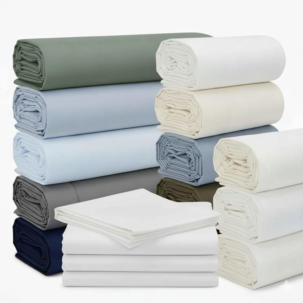 Royal Tradition Solid 650-Thread-Count, Cotton-Blend Twin Extra Long XL 3PC Bed Sheets Set, Blue