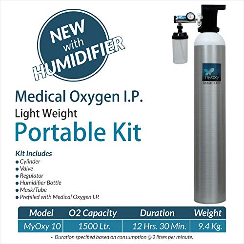Image of MyOxy Light Weight Oxygen Cylinder (1500 Litres) with Humidifier