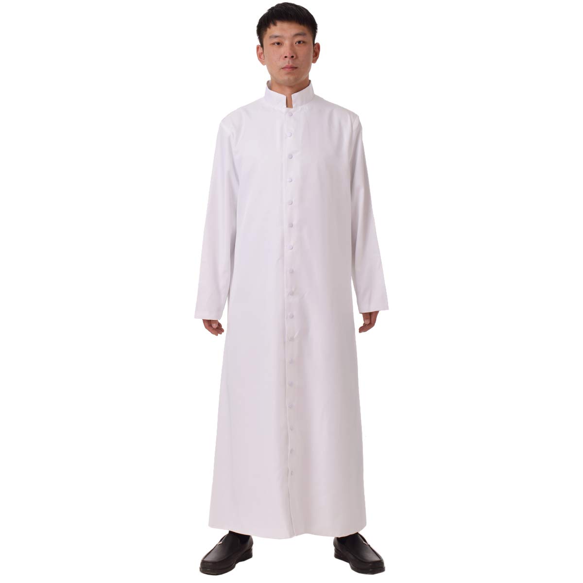 Blessume Men's White Cassock Robe Priest Chasuble Pulpit Clergy Vestts (S, )