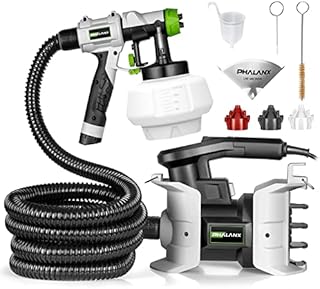 Paint Sprayer, PHALANX 700W HVLP Spray Gun, Paint Gun with 1200ml Easy-to-Go Container, 10FT Air Hose, 4 Nozzles & 3 Patterns, for Painting Home Interior & Exterior Walls, Ceiling, Fence, Cabinet