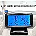 MASO Car LCD Digital Temperature Clock 2 in 1 Indoor Outdoor Thermometer with Blacklight Function