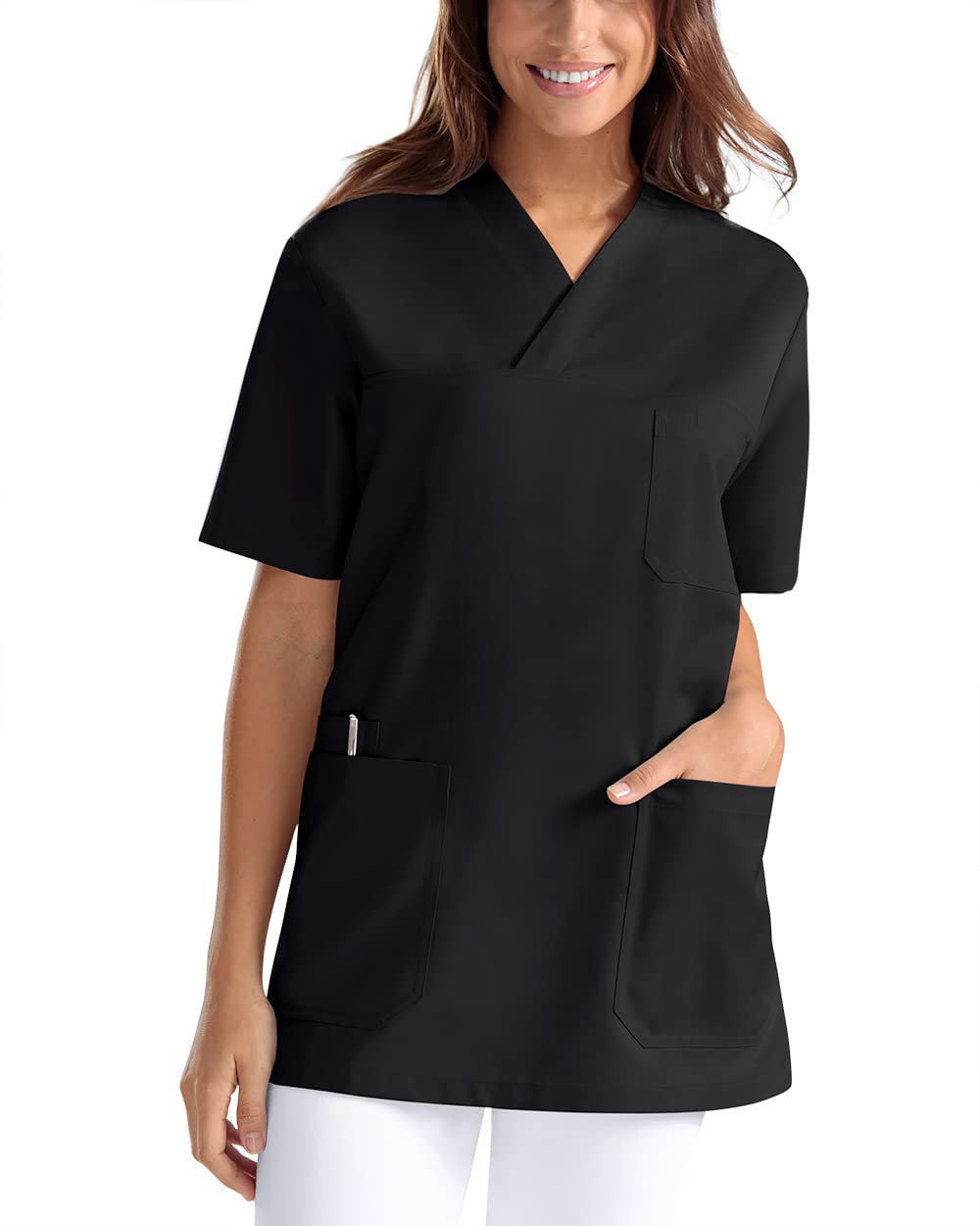 CLINIC DRESS Schlupfkasack für Damen und Herren mit Handytasche Unisex Tencel Kasack aus 50% Lyocell und 50% Polyester 95° Wäsche